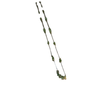 Chico’s 36 In Silver Tone And Green Bead Statement Necklace 965